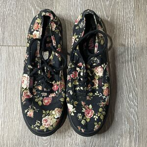 Vans Off The Wall women's floral canvas shoes black size 6